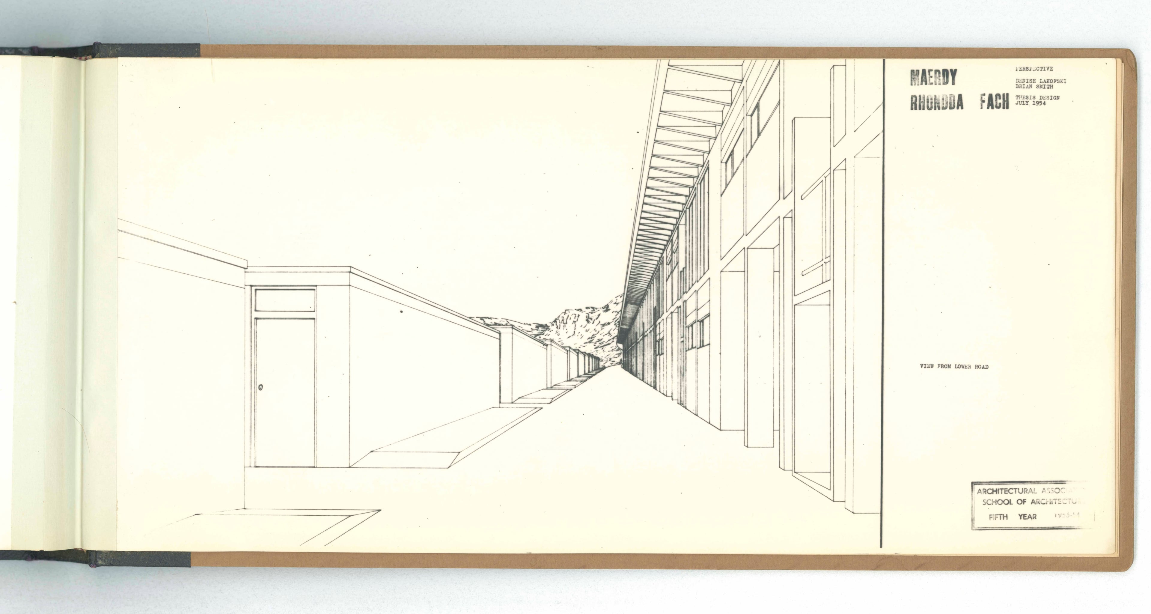 Denise Lakofski and Brian Smith, 'Maerdy Redevelopment, Rhondda Fach'. AA Fifth Year Thesis. The Architectural Archives, University of Pennsylvania. By the gift of Robert Venturi and Denise Scott Brown.